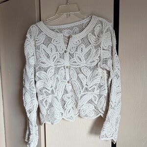 Elegant Cream Lace Women Top
